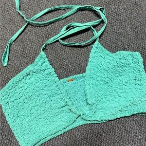 Free People Turquoise Textured Halter Tube Top! Nwot!